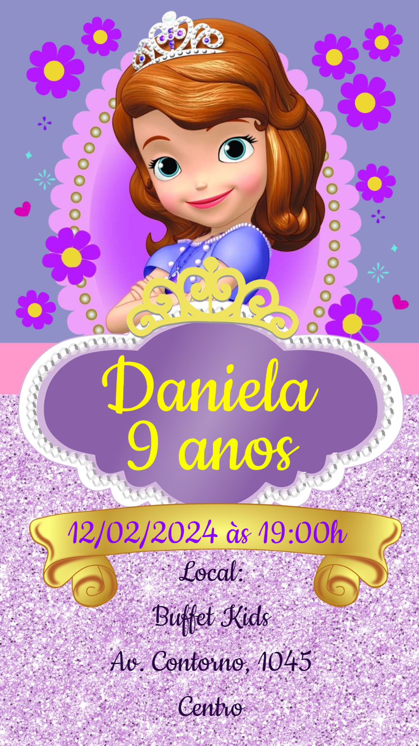 Convite Aniversário Princesinha Sofia para Editar Online Convite Aniversário Princesinha Sofia para Editar Online