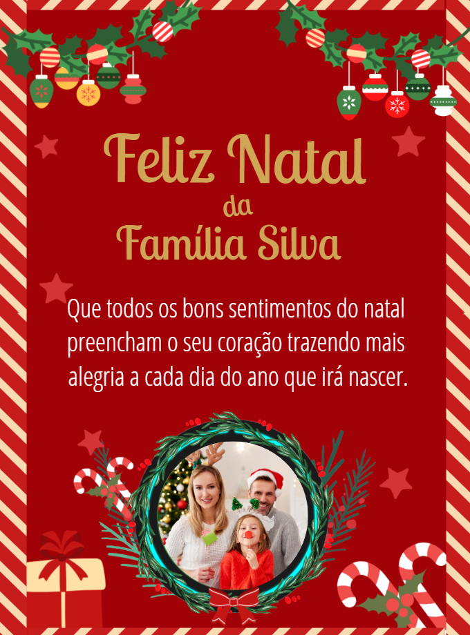 Cartão de Natal com Foto da Família para Editar Online Cartão de Natal com Foto da Família para Editar Online