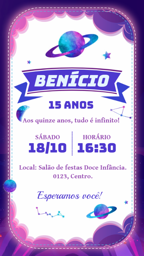 Convite de Aniversário Galáxia para Editar Online Convite de Aniversário Galáxia para Editar Online