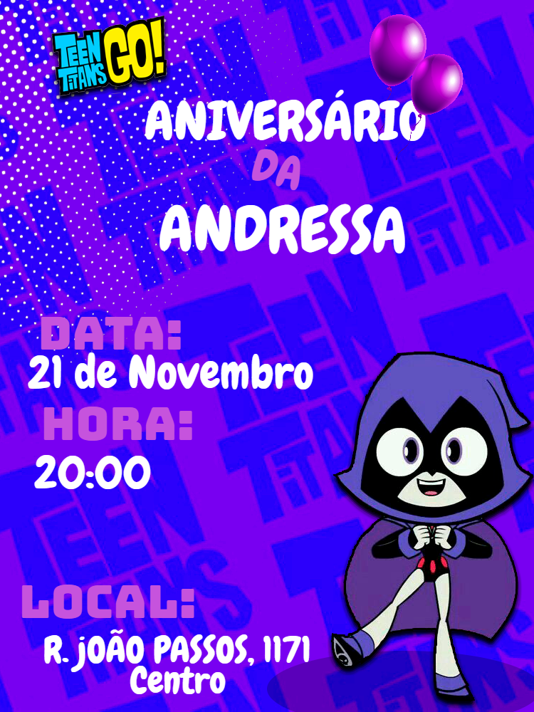 Convite Aniversário Ravena Jovens Titãs para Editar Online Convite Aniversário Ravena Jovens Titãs para Editar Online