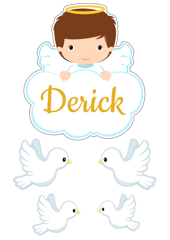 Topo de Bolo Batizado Anjinho para Editar e Imprimir Topo de Bolo Batizado Anjinho para Editar e Imprimir