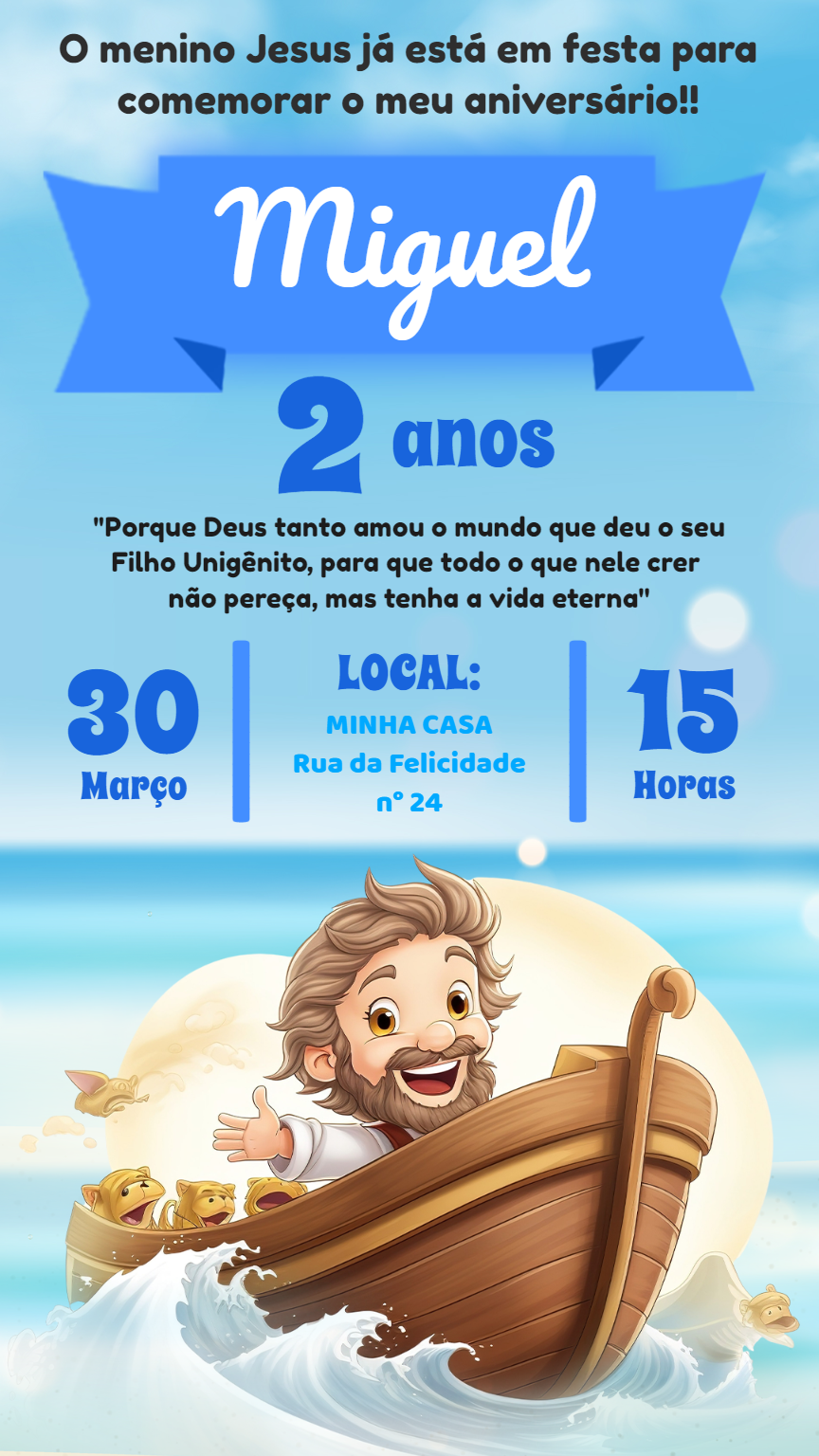 Convite Aniversário Jesus Infantil para Editar Online Convite Aniversário Jesus Infantil para Editar Online