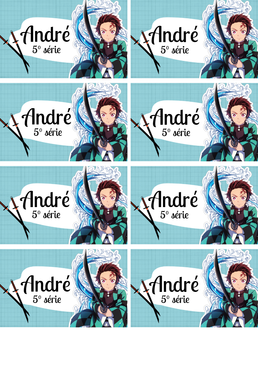 Etiqueta Escolar Demon Slayer com Tanjiro para Editar Online Etiqueta Escolar Demon Slayer com Tanjiro para Editar Online