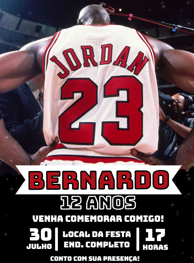Convite de Aniversário Michael Jordan Basquete para Editar Convite de Aniversário Michael Jordan Basquete para Editar
