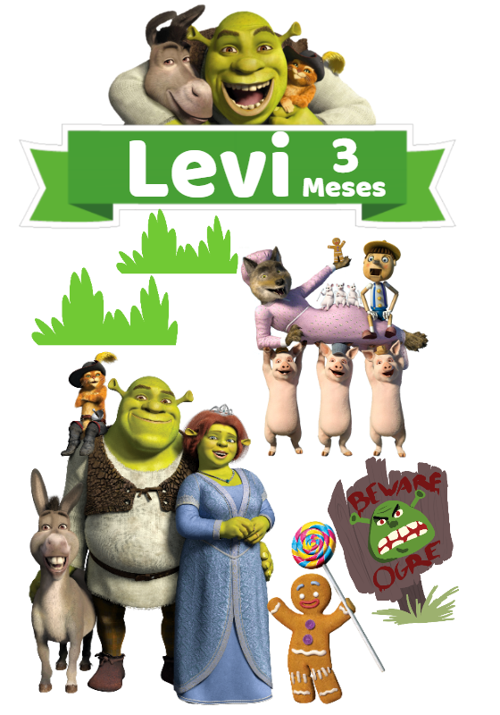 Topo de Bolo Festa Shrek com Personagens para Editar Online Topo de Bolo Festa Shrek com Personagens para Editar Online