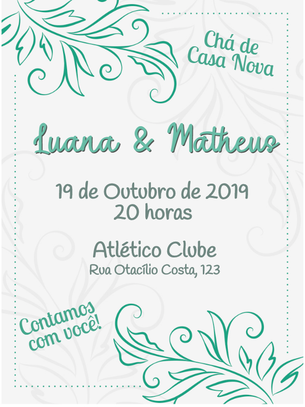 Convite Chá de Casa Nova Floral Verde para Editar Online Convite Chá de Casa Nova Floral Verde para Editar Online