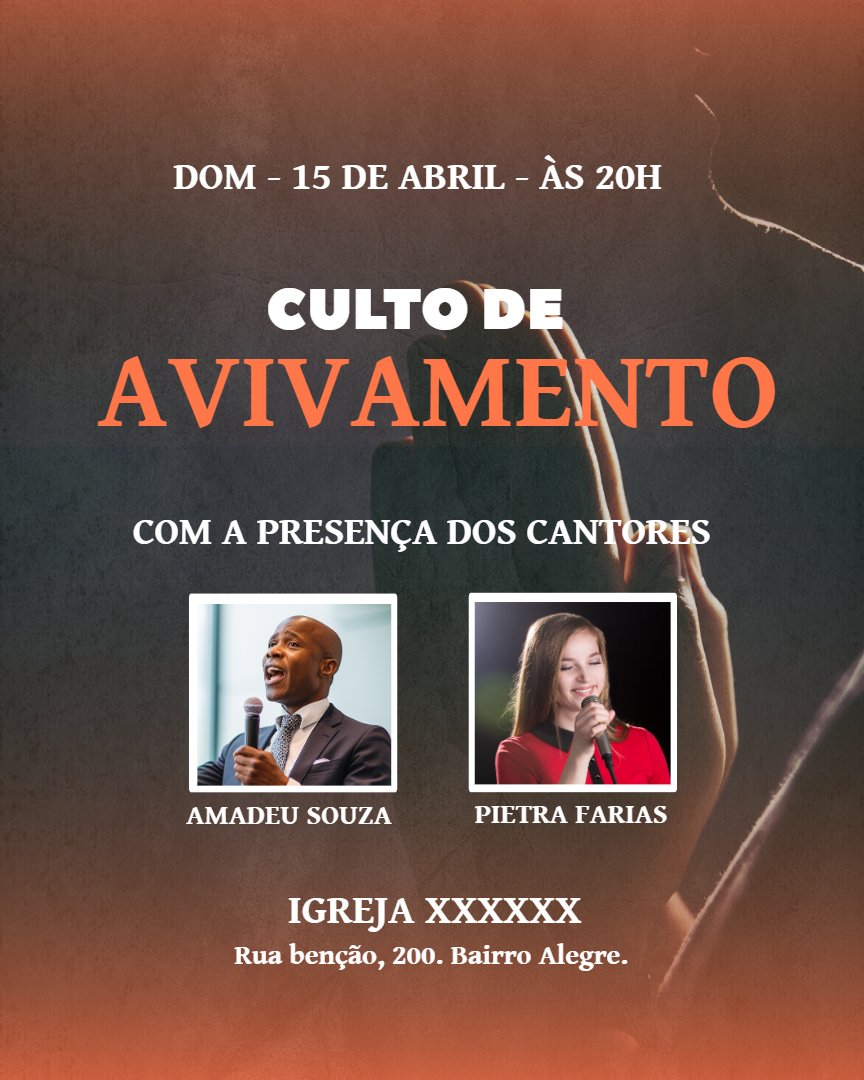 Cartaz para Culto de Avivamento com Fotos para Editar Online Cartaz para Culto de Avivamento com Fotos para Editar Online