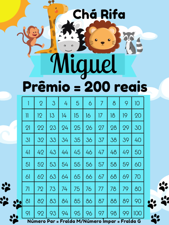 Chá Rifa Safari com Animais Fofos para Editar Online Chá Rifa Safari com Animais Fofos para Editar Online