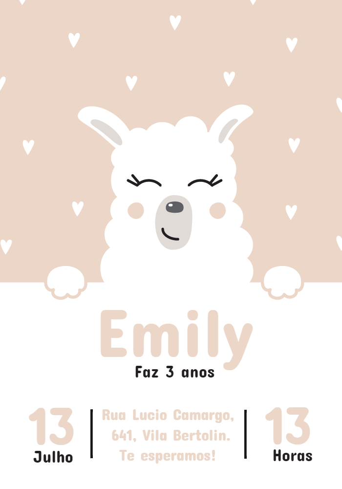Convite de Aniversário Lhama Fofa para Editar Online Convite de Aniversário Lhama Fofa para Editar Online