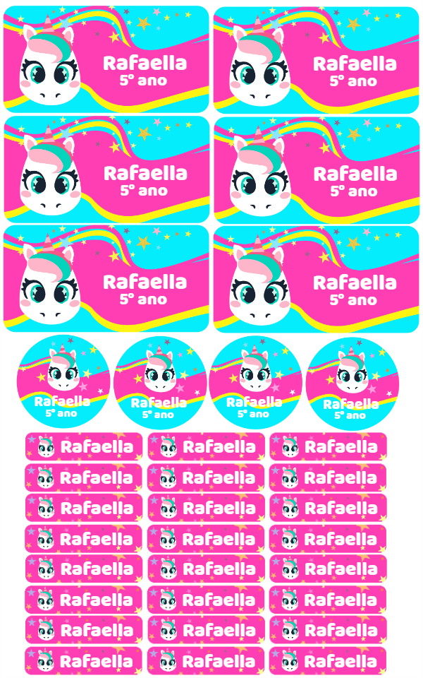 Etiqueta Escolar Unicórnio Fofo para Editar e Imprimir Online Etiqueta Escolar Unicórnio Fofo para Editar e Imprimir Online