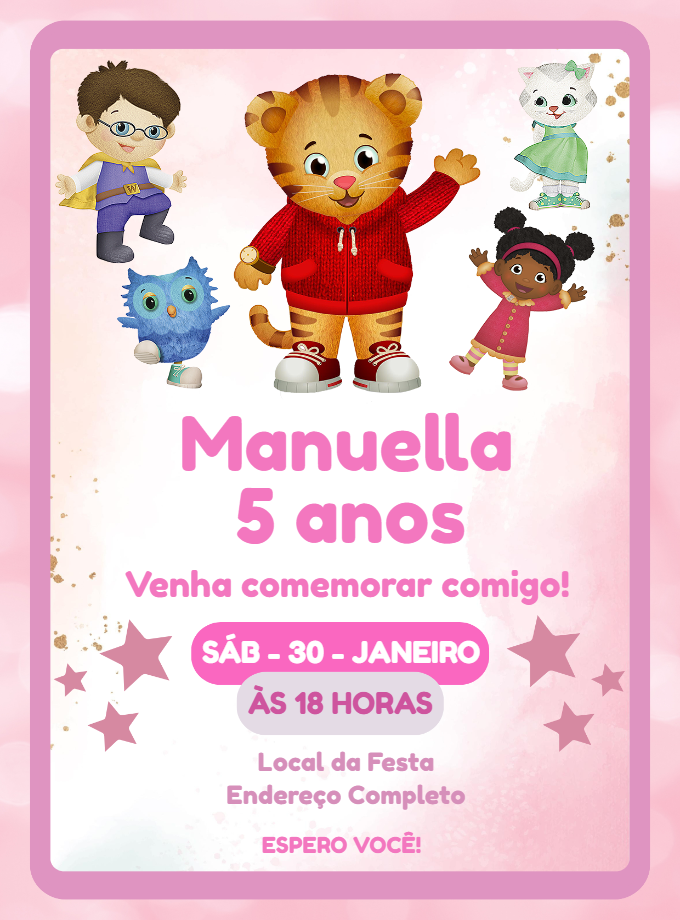 Convite de Aniversário Daniel o Tigre para Editar Online Convite de Aniversário Daniel o Tigre para Editar Online