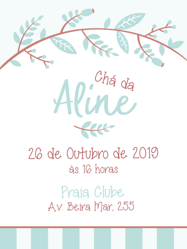 Convite Chá de Panela com Ramos Delicados para Editar Online Convite Chá de Panela com Ramos Delicados para Editar Online