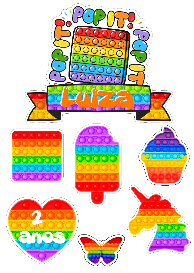 Topo de Bolo Pop It com Elementos para Editar Online Topo de Bolo Pop It com Elementos para Editar Online