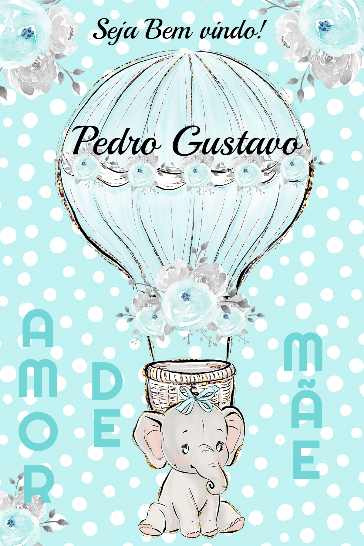 Placa Maternidade Elefantinho em Balão para Editar Online Placa Maternidade Elefantinho em Balão para Editar Online