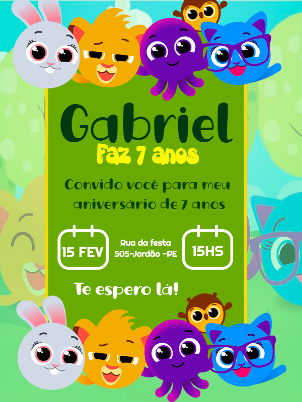 Convite de Aniversário Bolofofos para Editar Online Convite de Aniversário Bolofofos para Editar Online