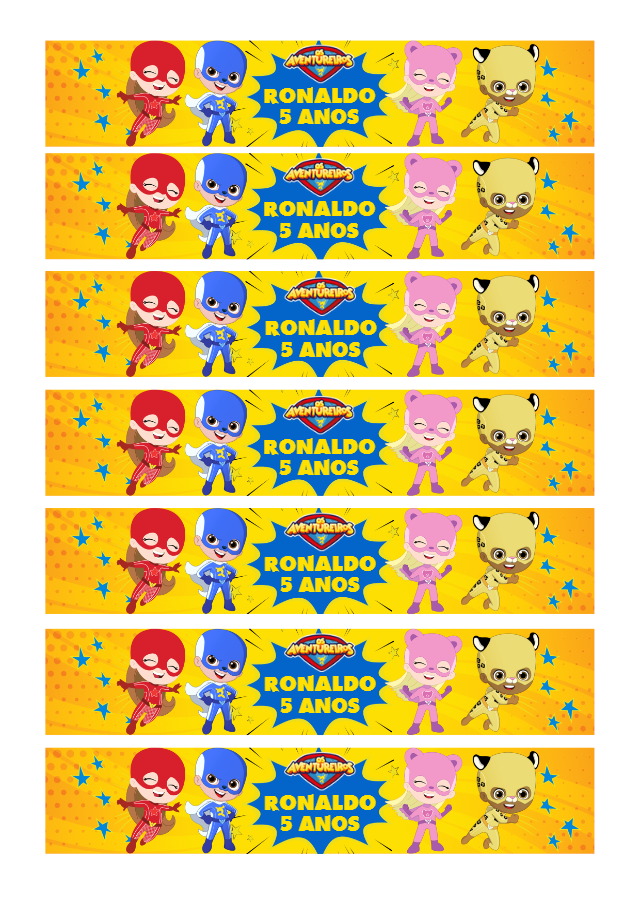 Rótulo de Garrafa Os Aventureiros para Aniversário Editável Rótulo de Garrafa Os Aventureiros para Aniversário Editável