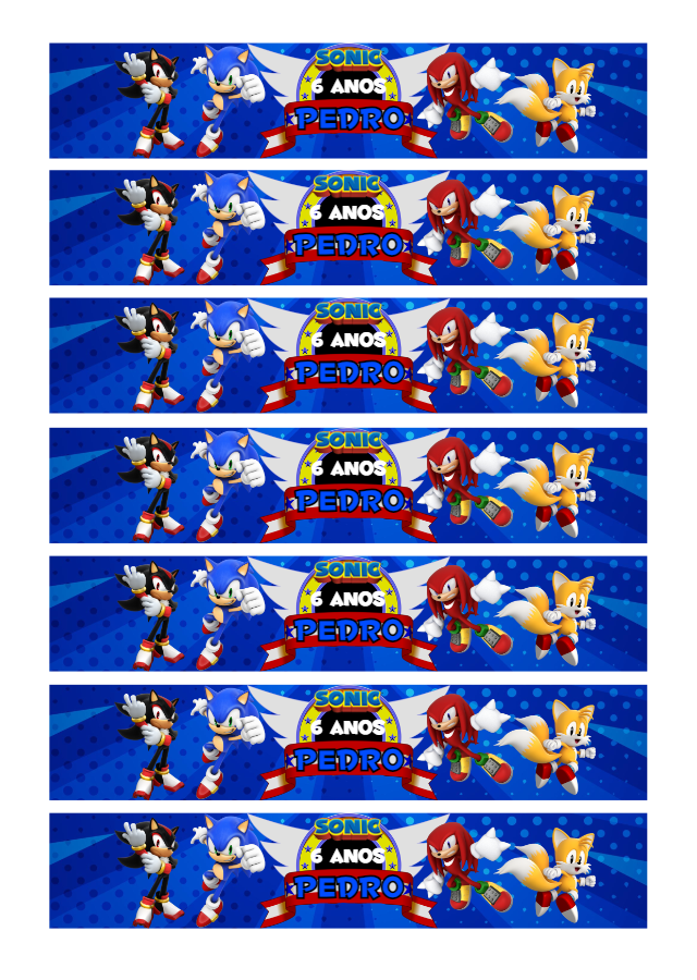 Rótulo de Garrafa Aniversário Sonic para Editar Online