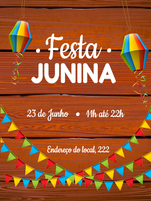 Convite Festa Junina com Bandeirinhas para Editar Online Convite Festa Junina com Bandeirinhas para Editar Online