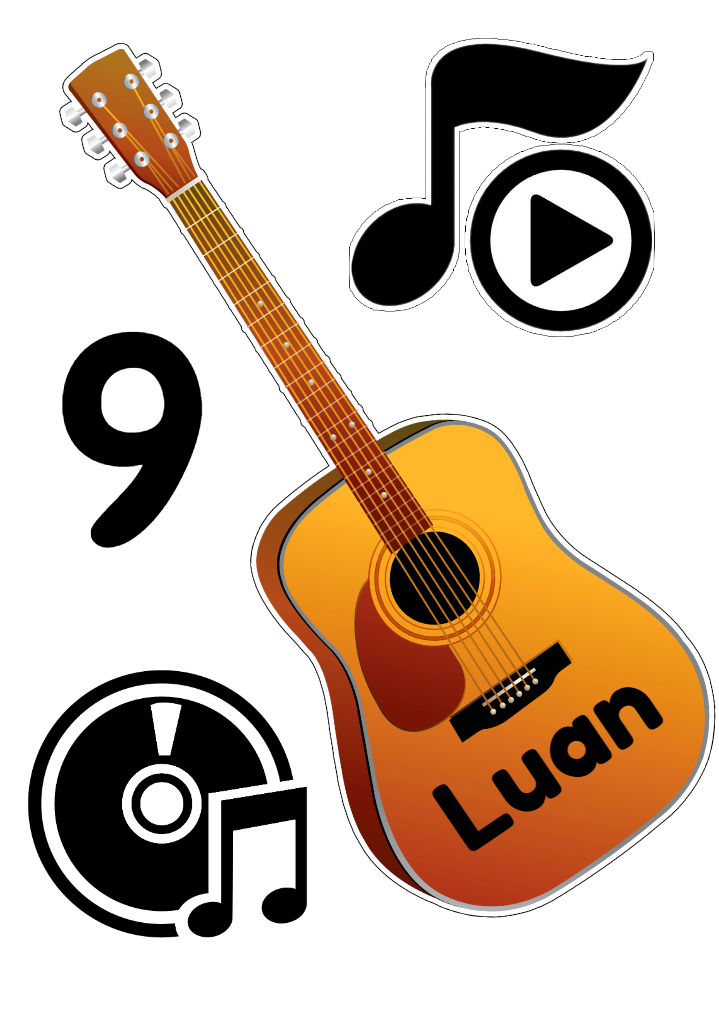 Topo de Bolo Aniversário Violão para Editar e Imprimir Topo de Bolo Aniversário Violão para Editar e Imprimir