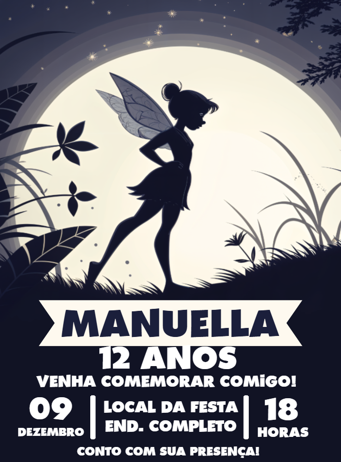 Convite de Aniversário Sininho Tinker Bell para Editar Online Convite de Aniversário Sininho Tinker Bell para Editar Online