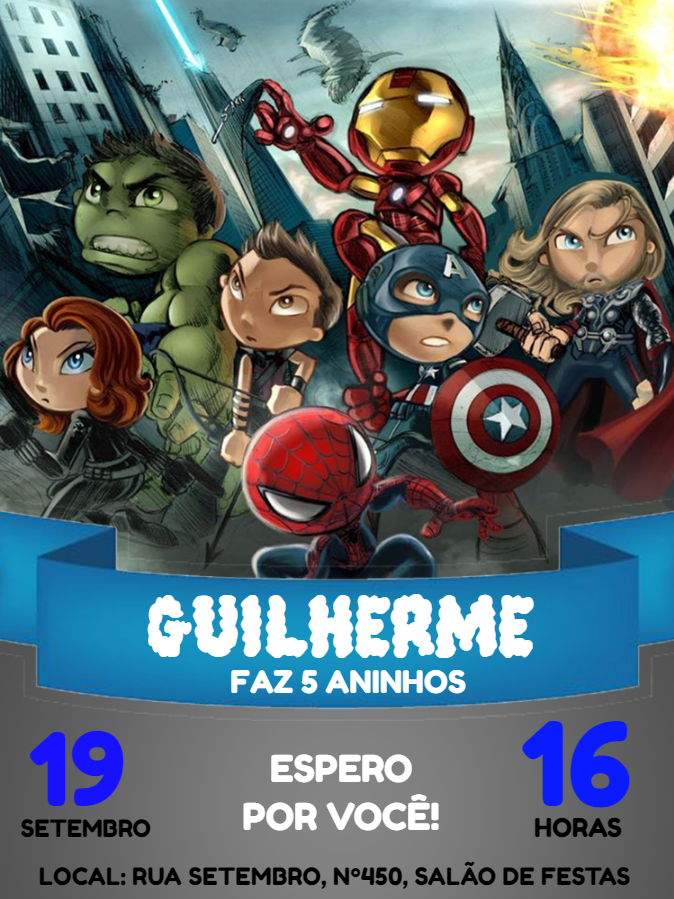 Convite de Aniversário Vingadores Baby para Editar Online Convite de Aniversário Vingadores Baby para Editar Online