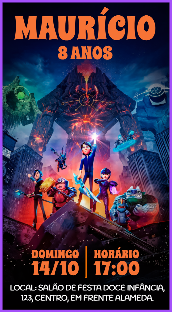 Convite Aniversário Caçadores de Trolls para Editar Online Convite Aniversário Caçadores de Trolls para Editar Online