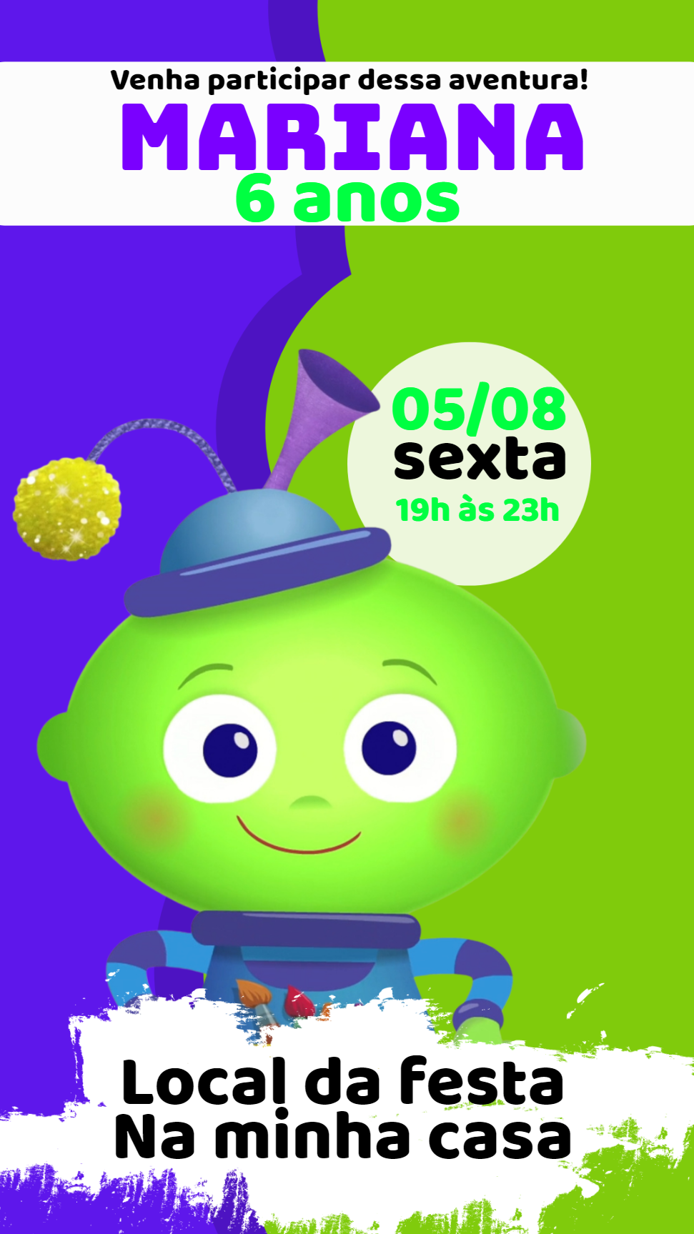 Convite Aniversário Alienígena Fofo para Editar Online Convite Aniversário Alienígena Fofo para Editar Online