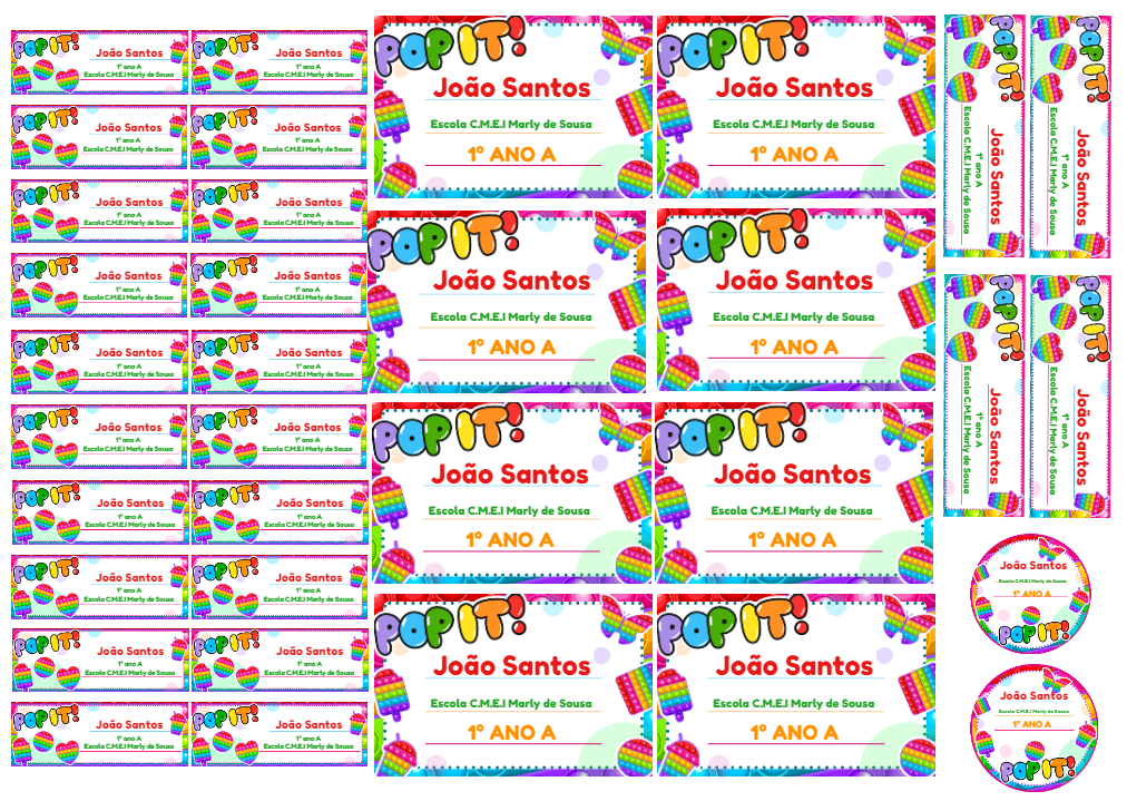 Etiqueta Escolar Pop It Colorida para Editar e Imprimir Online Etiqueta Escolar Pop It Colorida para Editar e Imprimir Online