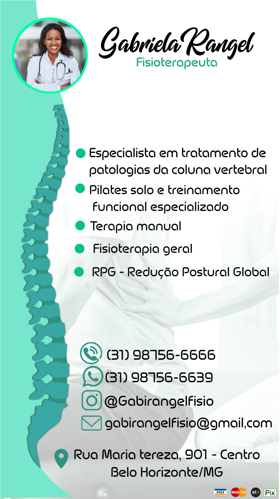 Cartão de Visita Fisioterapeuta com Foto para Editar Online Cartão de Visita Fisioterapeuta com Foto para Editar Online