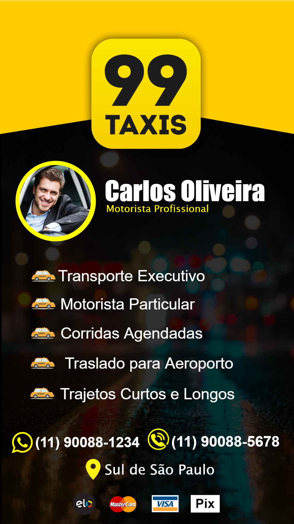 Cartão de Visita Motorista de App com Foto para Editar Online Cartão de Visita Motorista de App com Foto para Editar Online