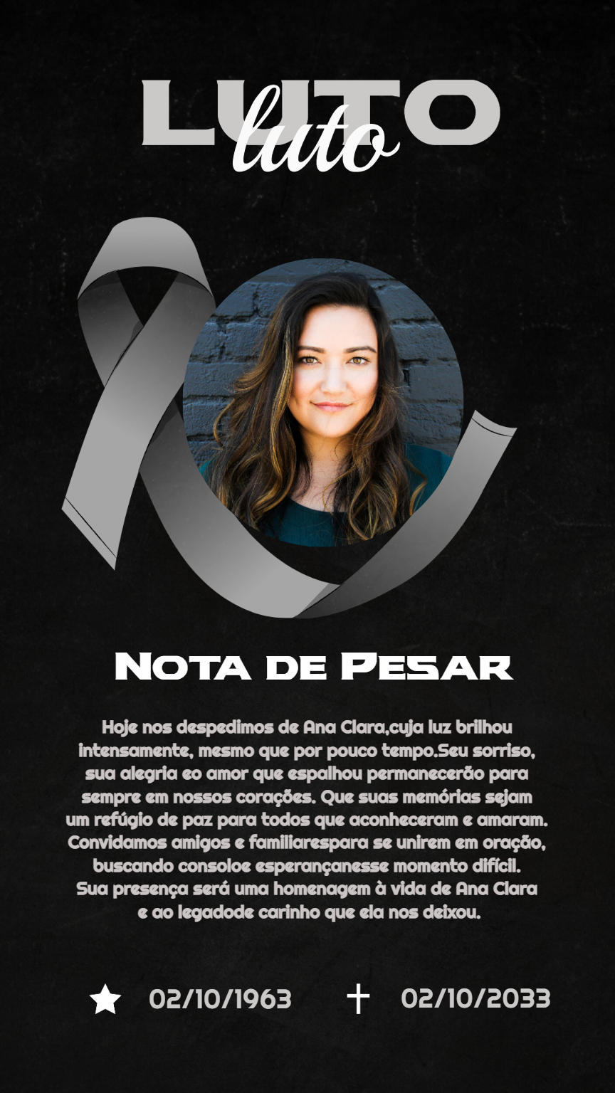 Nota de Falecimento com Foto para Editar Online Nota de Falecimento com Foto para Editar Online