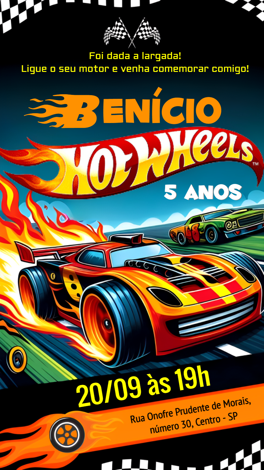 Convite de Aniversário Hot Wheels para Editar Online Convite de Aniversário Hot Wheels para Editar Online
