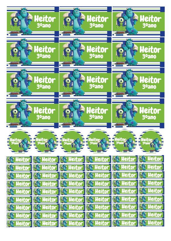 Kit Etiqueta Escolar Monstros SA para Editar e Imprimir Kit Etiqueta Escolar Monstros SA para Editar e Imprimir