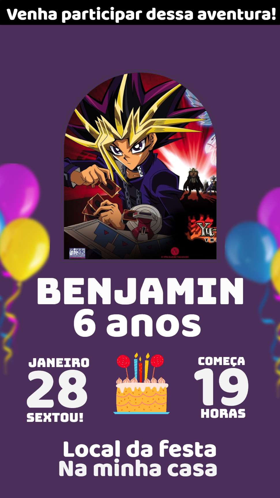 Convite de Aniversário Yu-Gi-Oh! para Editar Online Convite de Aniversário Yu-Gi-Oh! para Editar Online