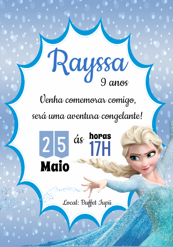Convite de Aniversário Frozen com a Elsa para Editar Online Convite de Aniversário Frozen com a Elsa para Editar Online