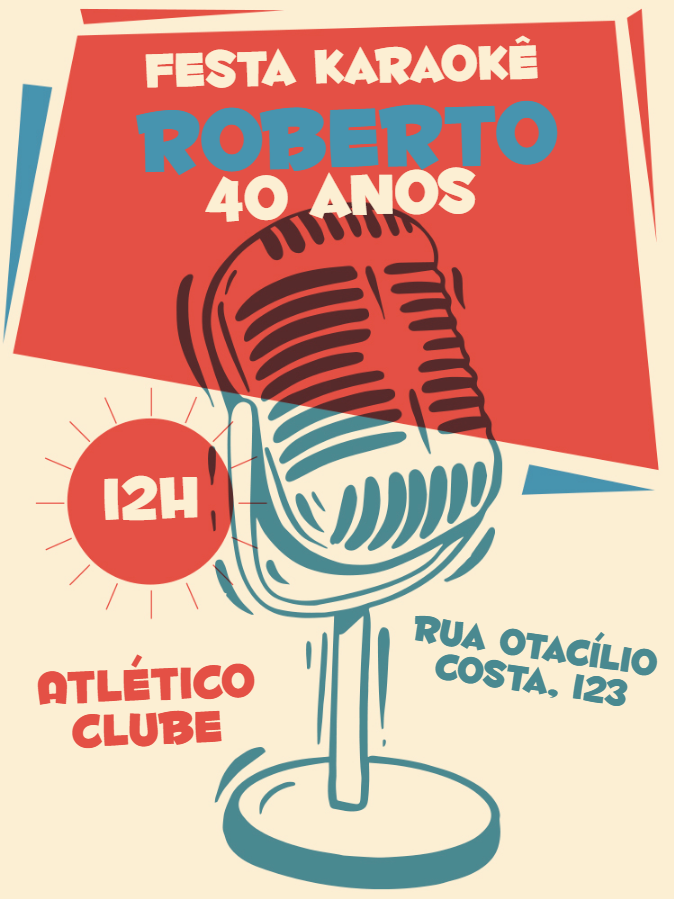 Convite Aniversário Karaokê Retrô para Editar Online