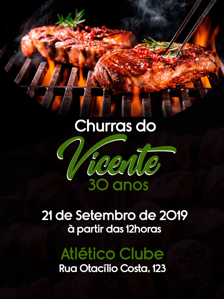 Convite de Aniversário Churrasco com Foto para Editar Online Convite de Aniversário Churrasco com Foto para Editar Online