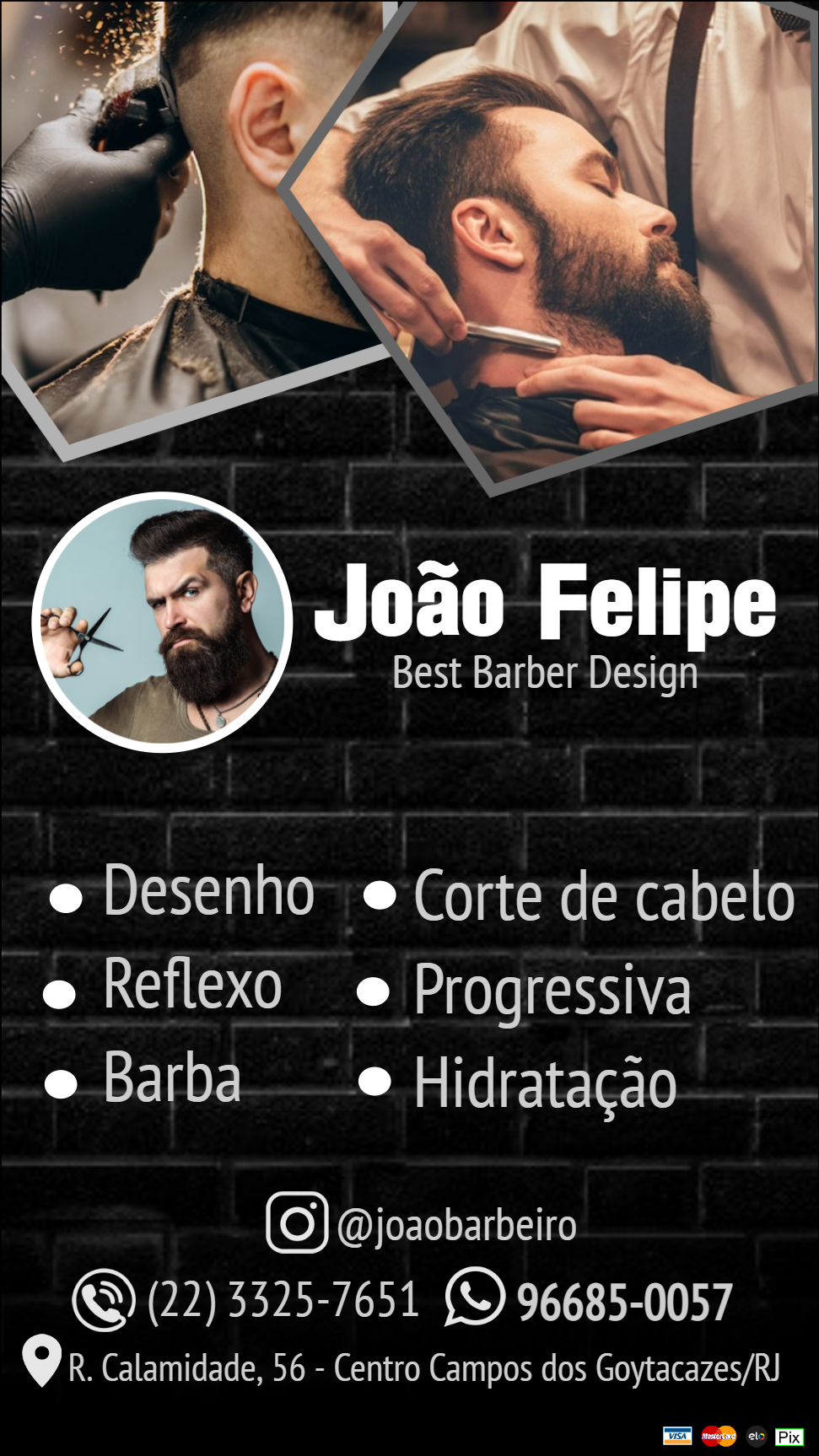 Cartão de Visita para Barbeiro Moderno para Editar Online Cartão de Visita para Barbeiro Moderno para Editar Online