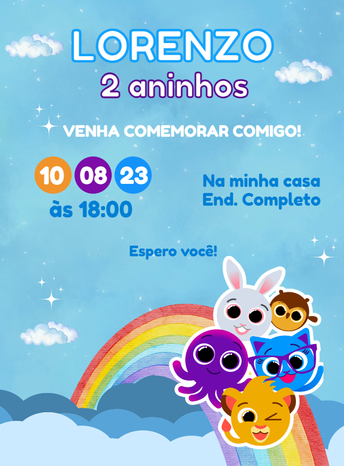 Convite Aniversário Bolofofos Menino Azul para Editar Online Convite Aniversário Bolofofos Menino Azul para Editar Online