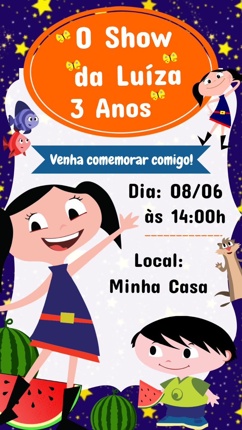 Convite Show da Luna para Aniversário Infantil Editável Online Convite Show da Luna para Aniversário Infantil Editável Online