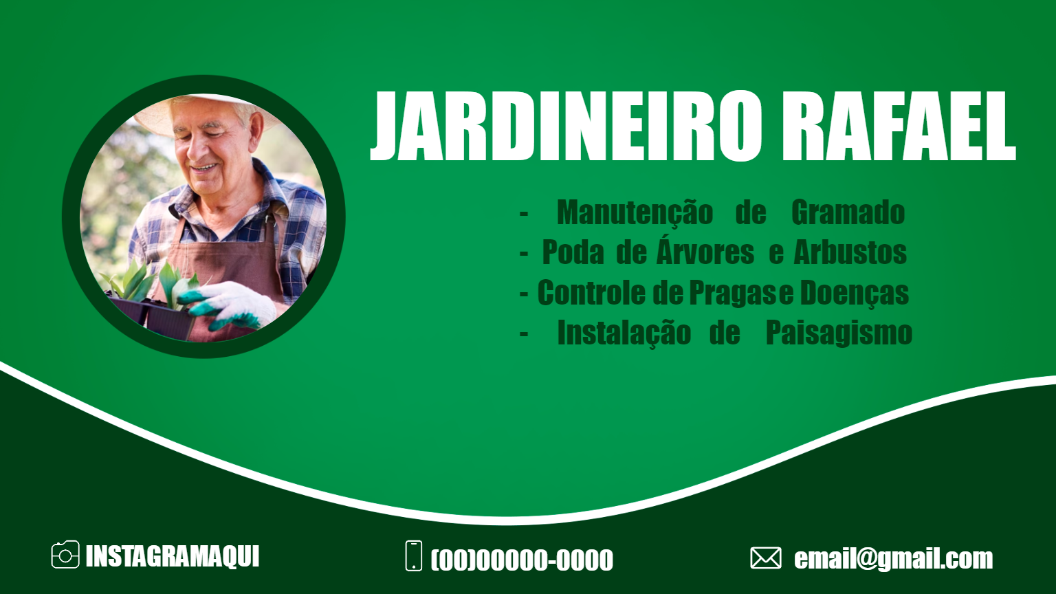 Cartão de Visita Jardineiro Profissional para Editar Online Cartão de Visita Jardineiro Profissional para Editar Online