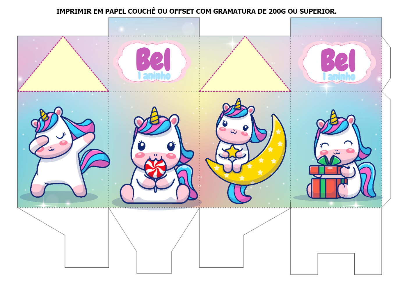 Caixa Milk Unicórnio Editável Online para Aniversário Caixa Milk Unicórnio Editável Online para Aniversário