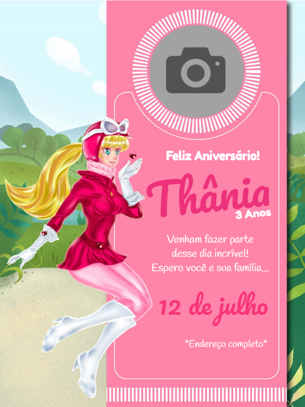 Convite Aniversário Penélope Charmosa com Foto para Editar Convite Aniversário Penélope Charmosa com Foto para Editar