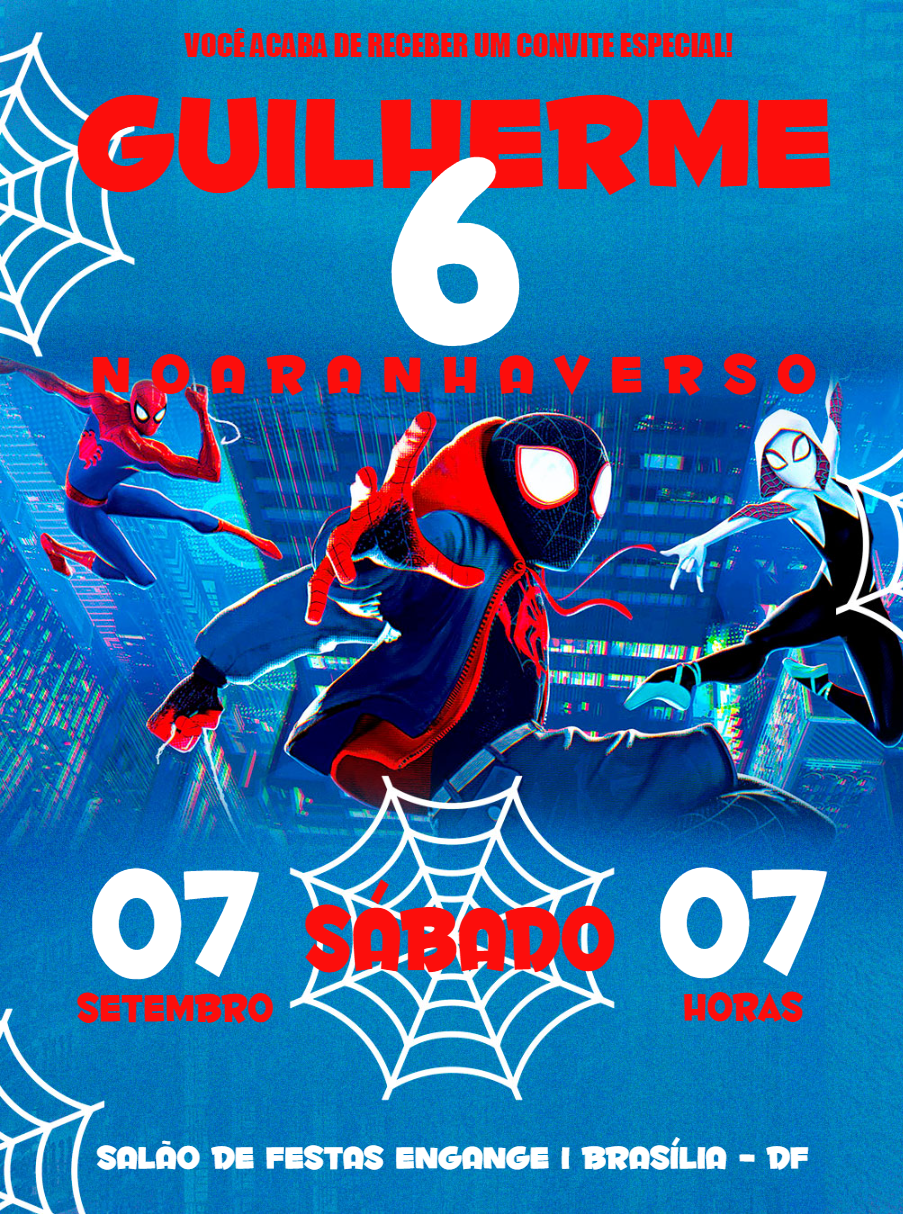 Convite Aniversário Aranhaverso com Miles Morales para Editar Convite Aniversário Aranhaverso com Miles Morales para Editar