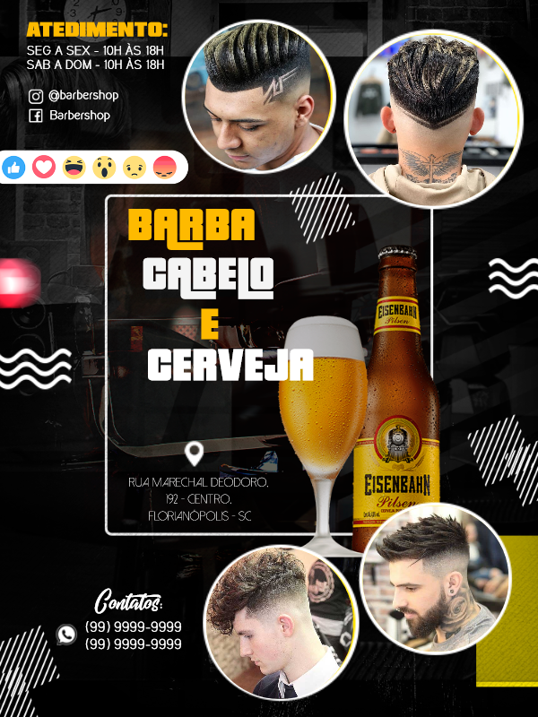 Folheto de Barbearia Moderno com Cerveja para Editar Online Folheto de Barbearia Moderno com Cerveja para Editar Online