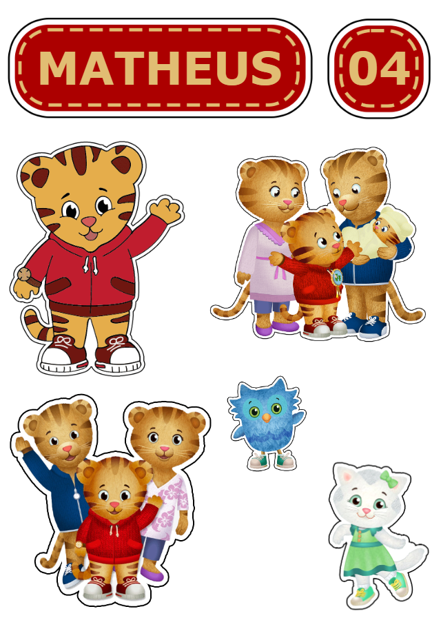 Topo de Bolo Daniel Tigre e Amigos para Editar e Imprimir Topo de Bolo Daniel Tigre e Amigos para Editar e Imprimir