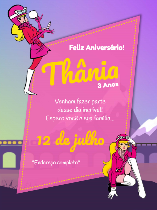 Convite Aniversário Penélope Charmosa para Editar Online
