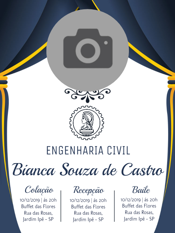 Convite de Formatura Engenharia Civil com Foto para Editar Online Convite de Formatura Engenharia Civil com Foto para Editar Online