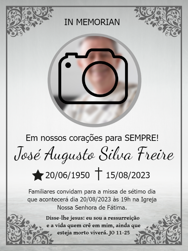 Convite Missa de Sétimo Dia com Foto para Editar Online Convite Missa de Sétimo Dia com Foto para Editar Online