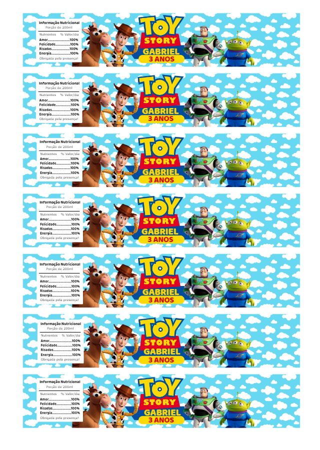 Rótulo Garrafa Toy Story com Personagens para Editar Online Rótulo Garrafa Toy Story com Personagens para Editar Online